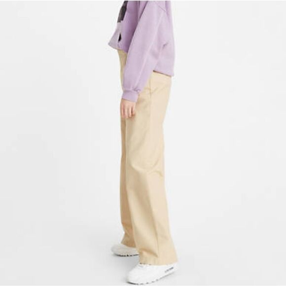 Levi's Premium Pleated High Loose Pants Beige Tan 26 X 30 Brand New Kakhi Tan - Picture 8 of 16